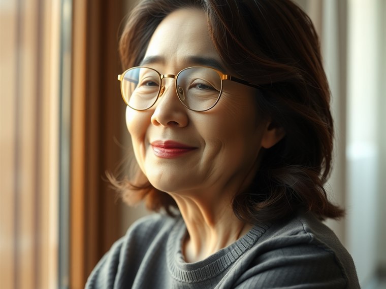 희망적인 표정의 시니어 여성