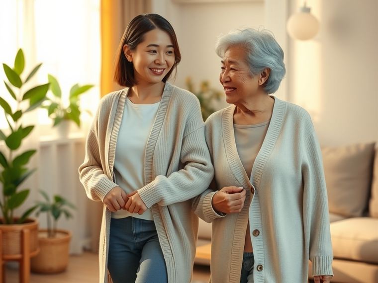 노인을 돌보는 보호자
